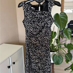 Maggy London Black and White Sheath Midi Dress